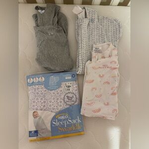 Set of 4 Size Small Infant Halo Sleepsack/Swaddles
